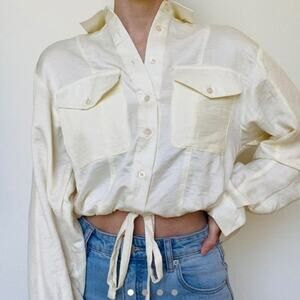 Redberry Fashion Blouson Jacket Tie Waist Cream Size XS